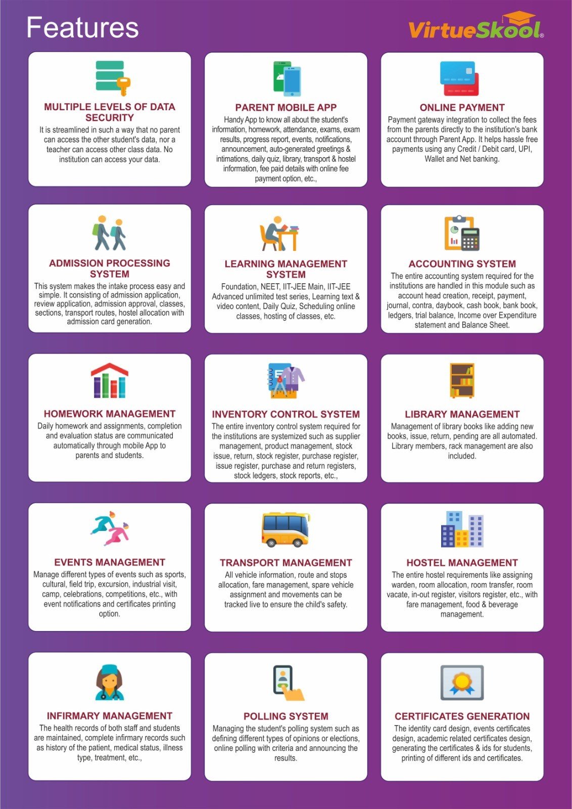 VirtueSkool School Management ERP Software with Parents App